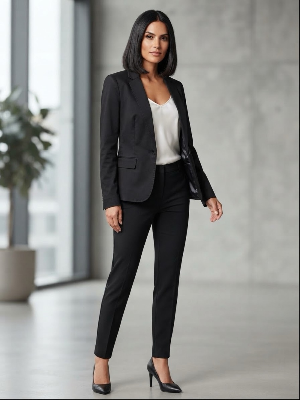Mango MNG Basics Women Black Suit Jacket Blazer One Button Size US 8